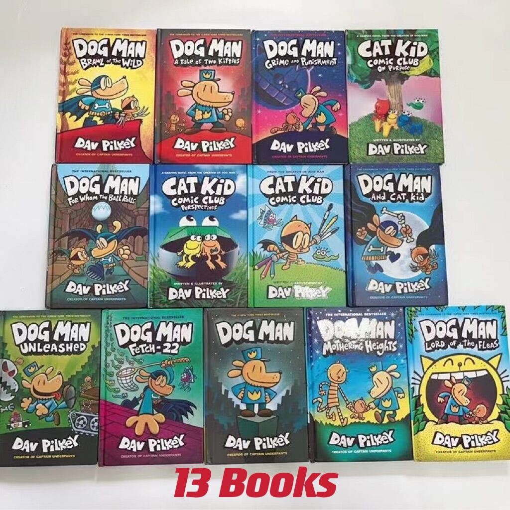 Dog Man 13 books hardcover,English funny full-color comics book