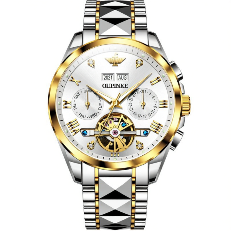 OUPINKE | Men's Automatic Mechanical Watch Night Glow Waterproof Multifunction Hollow ราคา 45,312 บาท*ส่งฟรี