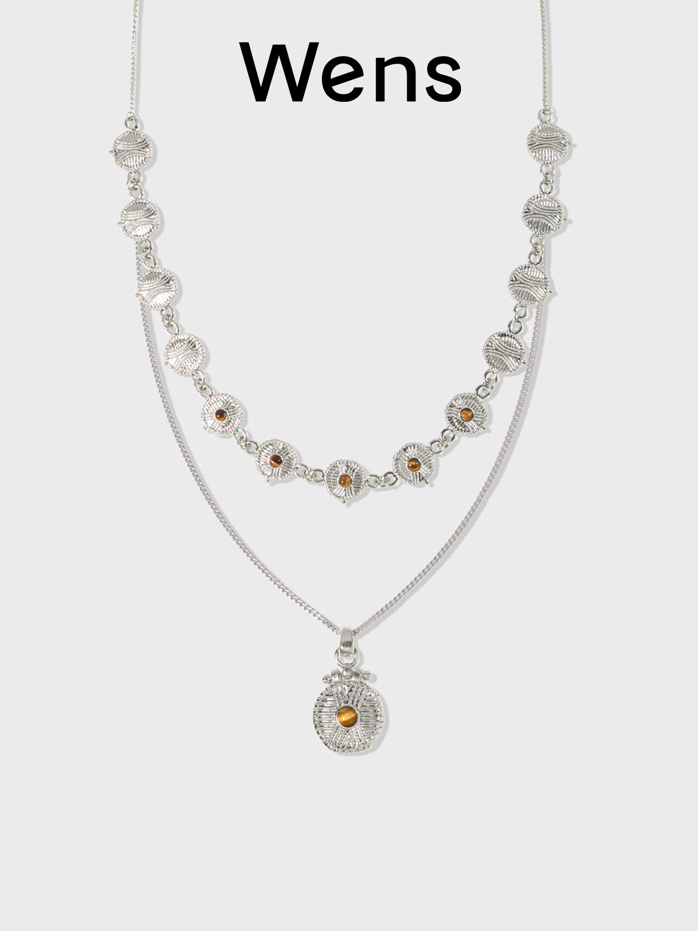 wens | Tribal Totem Texture Turquoise Tiger Eye Necklace ราคา 3,039 บาท*ส่งฟรี