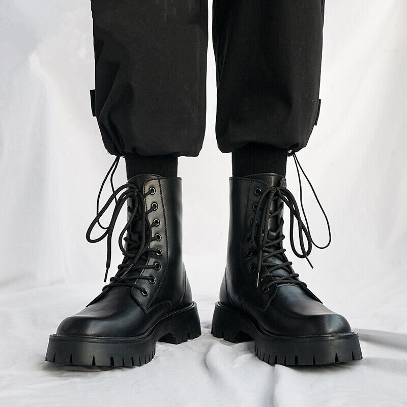 MANPI | Motorcycle Leather Martin Boots with Side Zipper ราคา 3,091 บาท*ส่งฟรี
