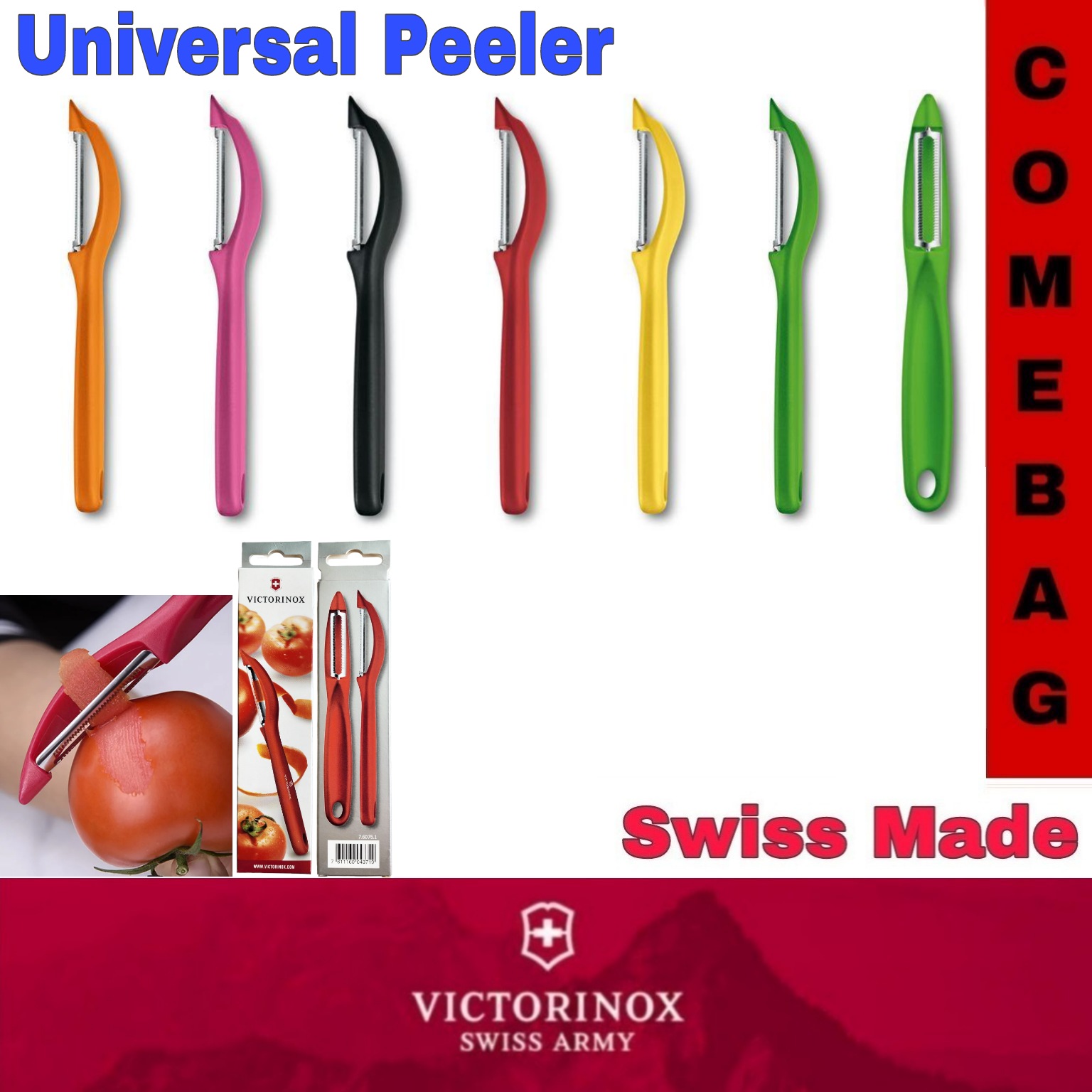 Victorinox 7.6075.1 8 5/16 Red Straight Vegetable Peeler with
