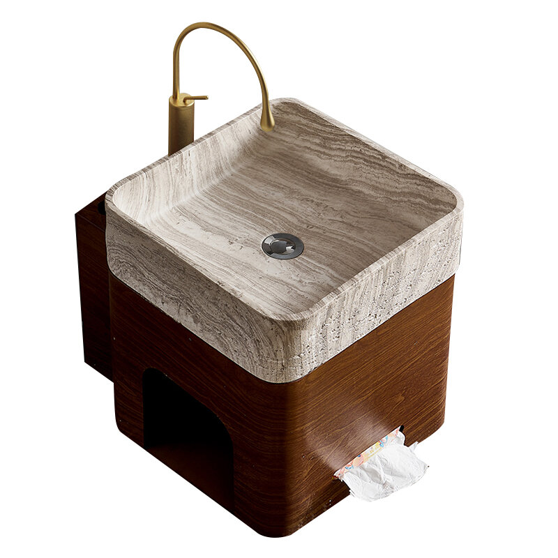 QINYO | Minimalist Mid-century Style Wall-mounted Wooden Washbasin ราคา 10,140 บาท*ส่งฟรี