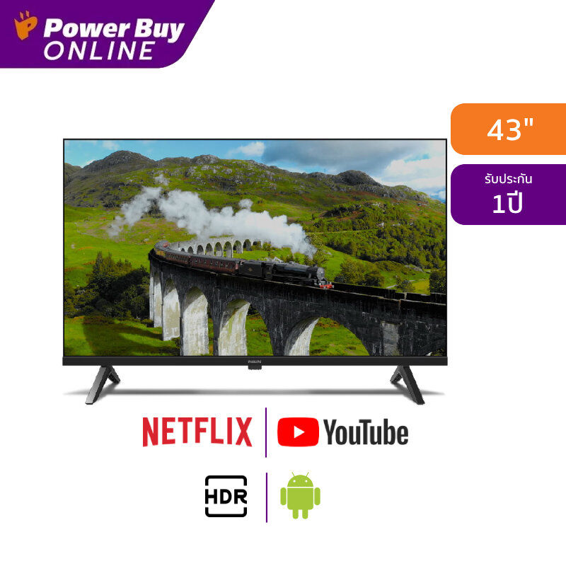PHILIPS ทีวี 6500 series Android TV 43 นิ้ว FHD LED รุ่น 43PFT6509/67 ปี 2024 ราคา 7,290 บาท*ส่งฟรี