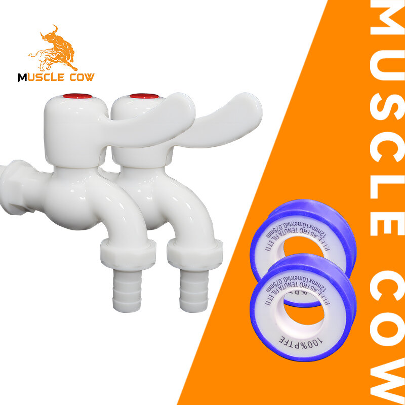 MUSCLE COW ก๊อกบอลใส PVC 1/2" (4 หุน) มีสองชิ้นเทปพันเกลียว เกรดพรีเมี่ยม ก๊อก ก๊อกน้ำ แข็งแรง ทนทาน คุ้มค่า ก๊อกบอลสนาม ก๊อกน้ำ PVC ราคา 39 บาท*ส่งฟรี
