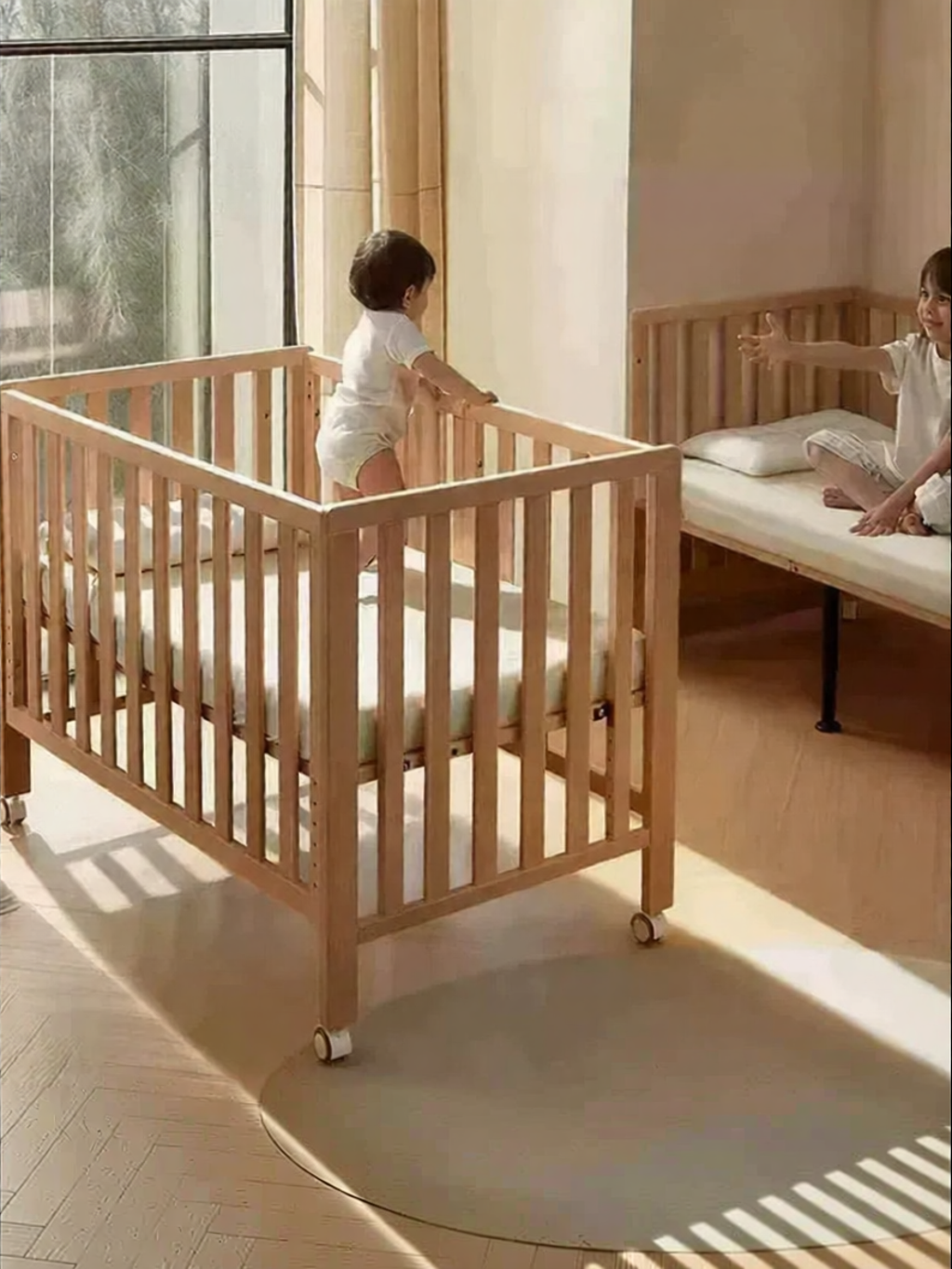 KUB | Multifunctional Expandable Movable Wooden Baby Bed ราคา 15,934 บาท*ส่งฟรี