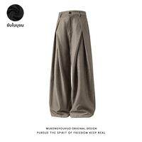 WUKONGYOUHUO | กางเกงลำลองชายทรงเอ พับสเตอริโอสโคปิค
