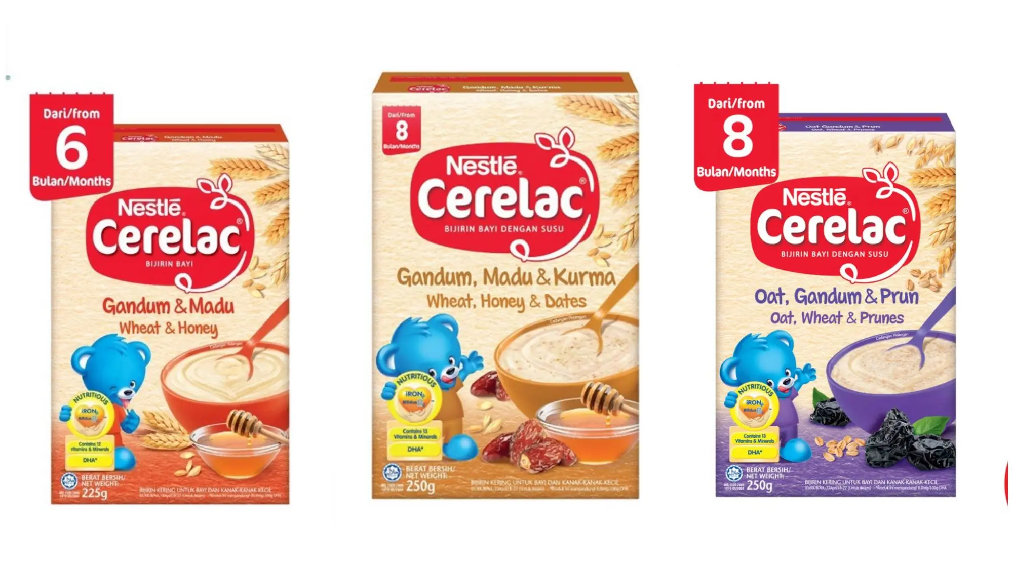 Nestlé cerelac อาหารเด็กสำหรับ 6และ8 เดือนขึ้นไป ขนาด 250 กรัม