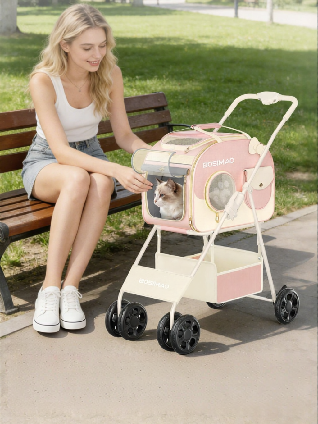 BOSIMAO | Detachable Foldable Multipurpose Pet Stroller ราคา 5,940 บาท*ส่งฟรี