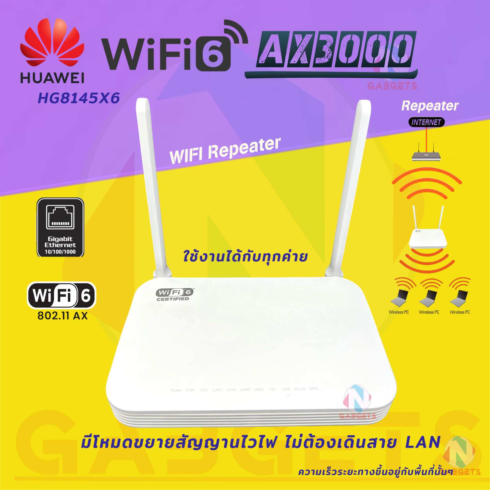 HUAWEI Repeater รุ่นHG8145X6 WIFI6 AX3000 160MHz มือ2