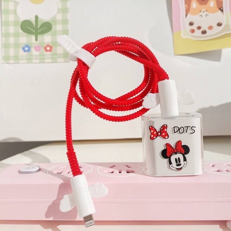 ?พร้อมส่ง?Appleชุดถนอมสายชาร์จลายการ์ตูนน่ารัก/เคสTPUหัวชาร์จ5Wกับ18W/20W