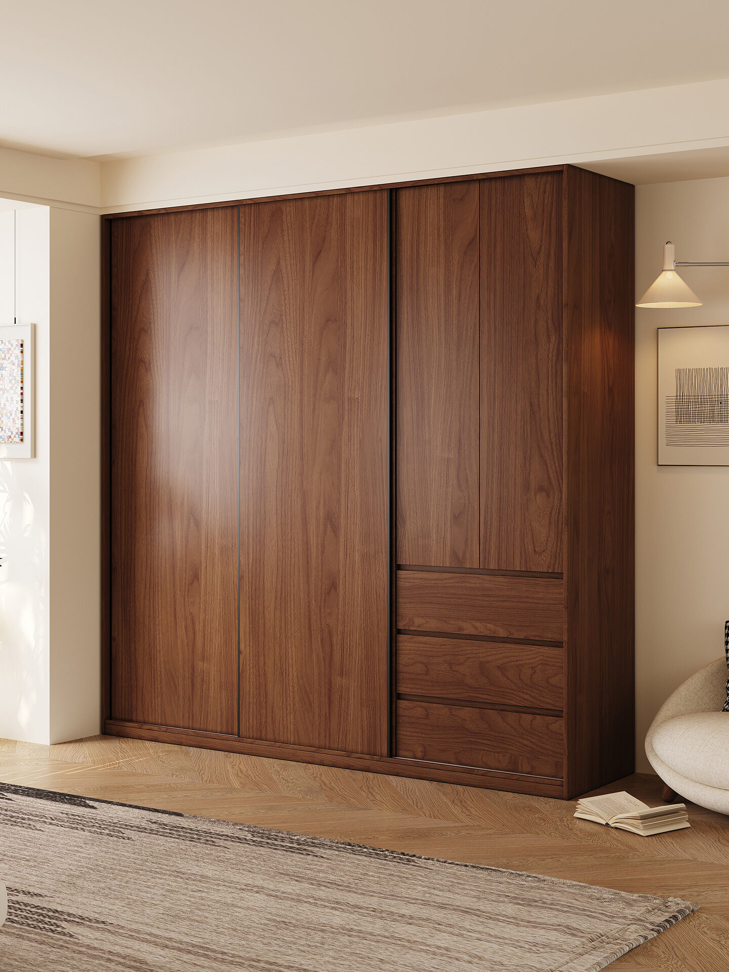 HAISHANGYUNJU | Custom Sliding Door Storage ENF-level Oak Wardrobe ราคา 42,302 บาท*ส่งฟรี