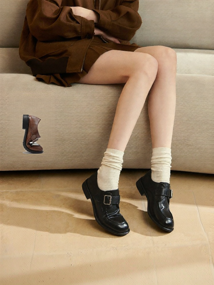 Joy & Peace | Autumn Vintage Washed Leather Loafer Shoes ราคา 8,889 บาท*ส่งฟรี