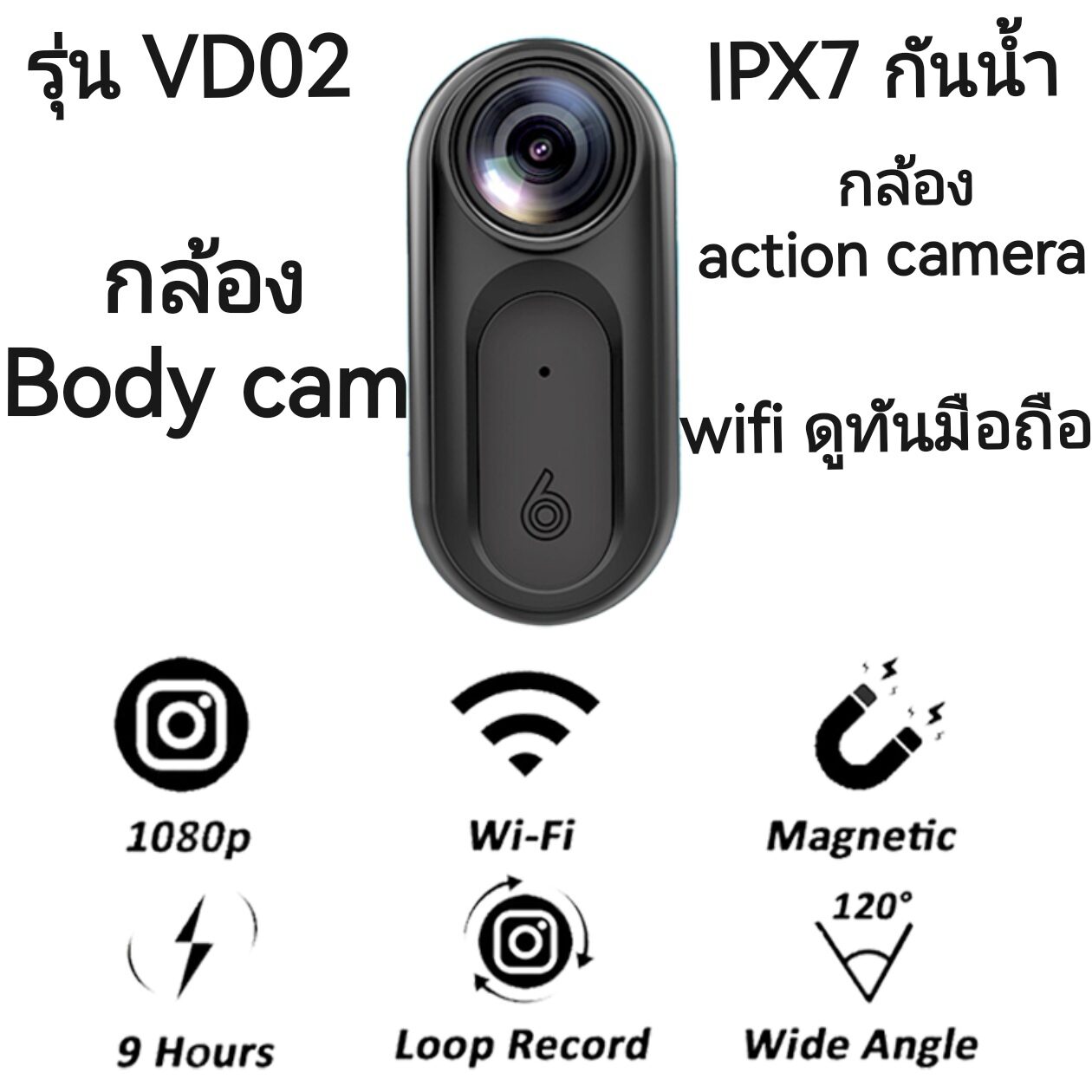 Body Cam Camera, 4K Camera, Mini Camera, Action Camera, Finger Camera, Gopro Camera, Waterproof, Wifi, View Via Mobile Phone ราคา 1,499 บาท*ส่งฟรี