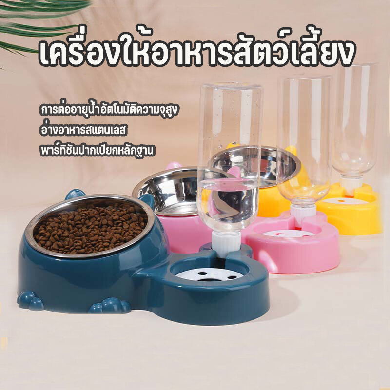 ชามน้ำอัตโนมัติ 2IN1 ชามอาหารแมว ชามอาหารสุนัข