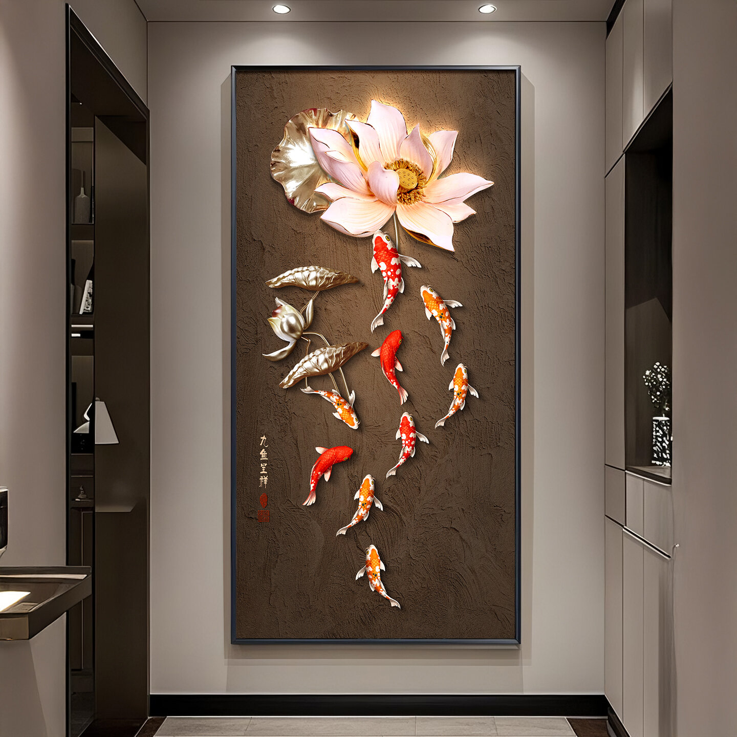 [XIANGTUYIN | Nine Fish and Heart Sutra Lotus Decorative Wall Art,XIANGTUYIN | Nine Fish and Heart Sutra Lotus Decorative Wall Art,] ราคา 3,583 บาท*ส่งฟรี