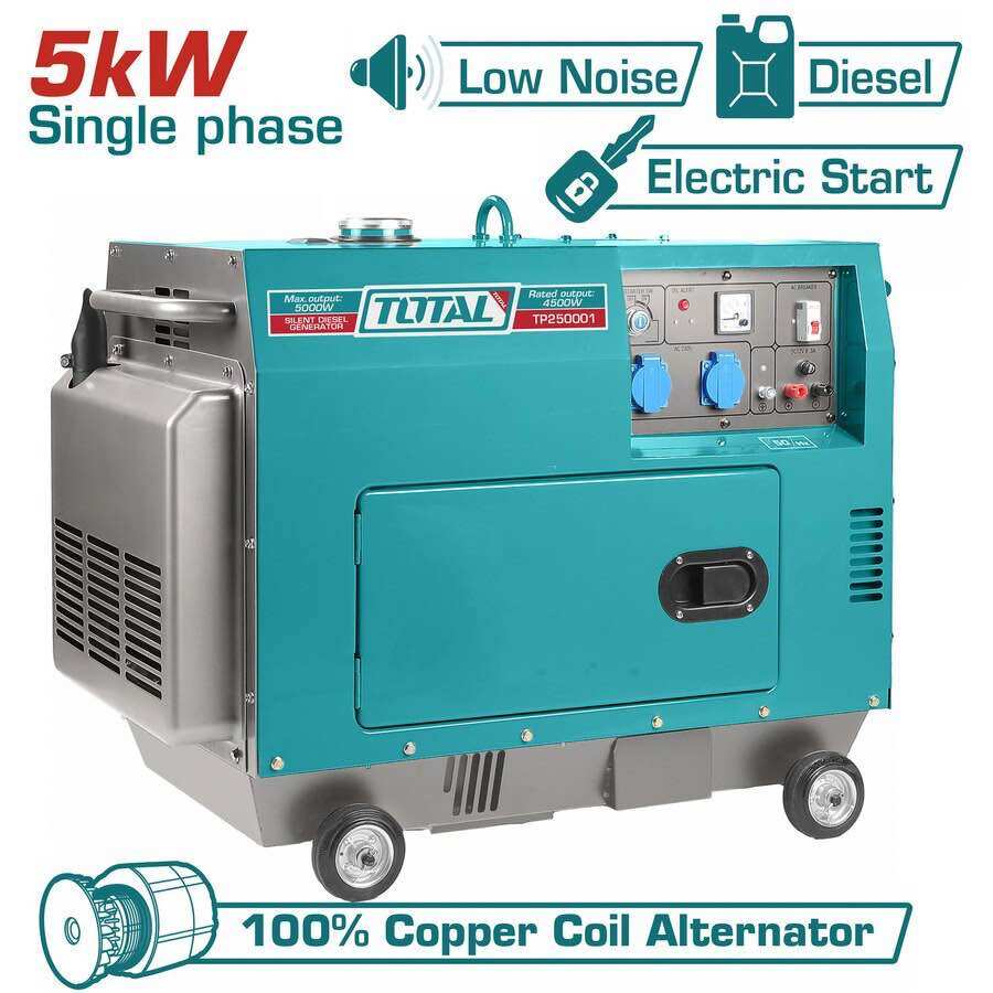 TOTAL เครื่องปั่นไฟดีเซล 5 KW รุ่นเก็บเสียง TOTAL SILENT DIESEL GENERATOR 5,000 W TP250001 ราคา 42,500 บาท*ส่งฟรี