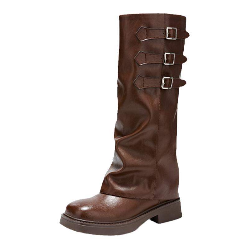 Daphne | Autumn New Design Brown Cowboy Knee-high Boots ราคา 2,903 บาท*ส่งฟรี