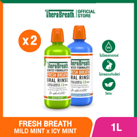 [แพ็คคู่] TheraBreath สูตร  Mild Mint x Invigorating Icy Mint 1L - Mouthwash น้ำยาบ้วนปาก ลดกลิ่นปาก ไม่มีแอลกอฮอล์