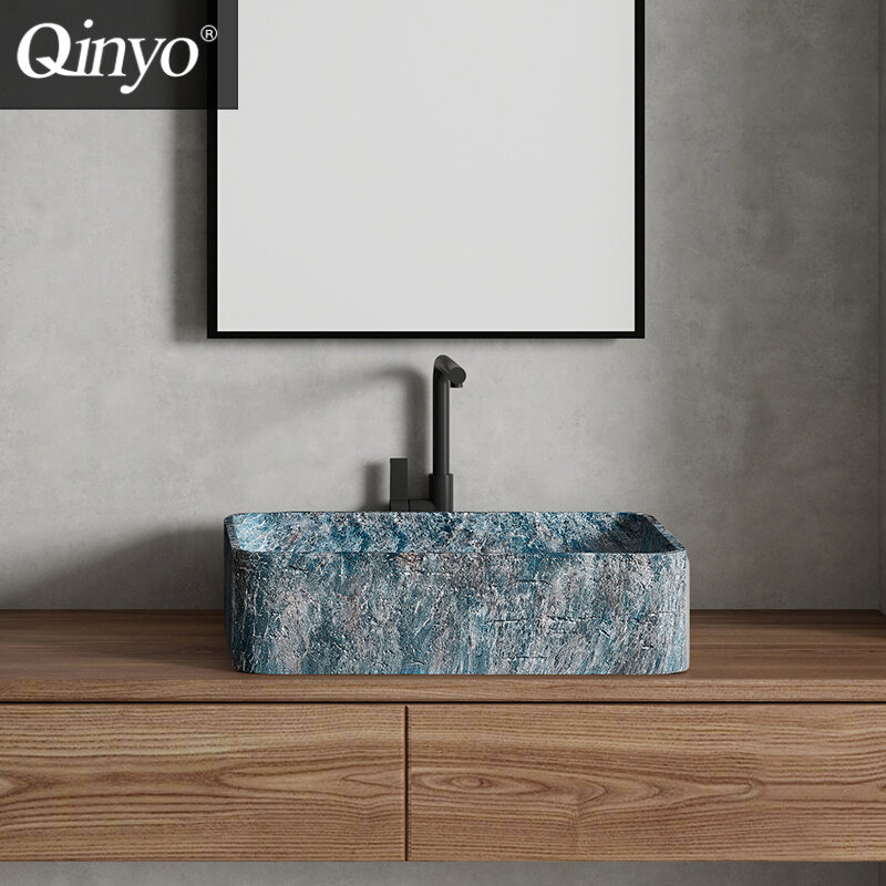 QINYO | Luxury Stone Style Floor Standing Washbasin ราคา 6,319 บาท*ส่งฟรี