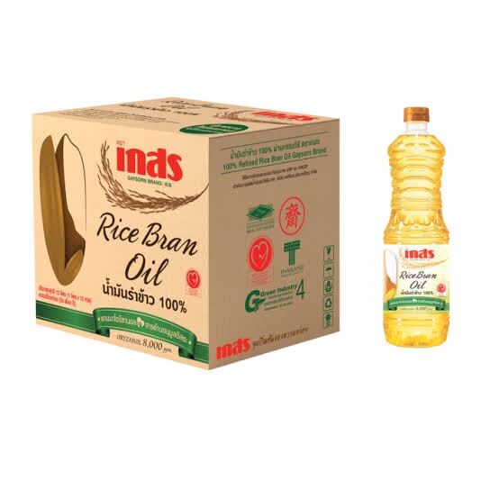 น้ำมันรำข้าว 100% ผ่านกรรมวิธี ตราเกสร Rice Bran Oil ปริมาตรสุทธิ 1 ลิตร บรรจุ 3 ขวด