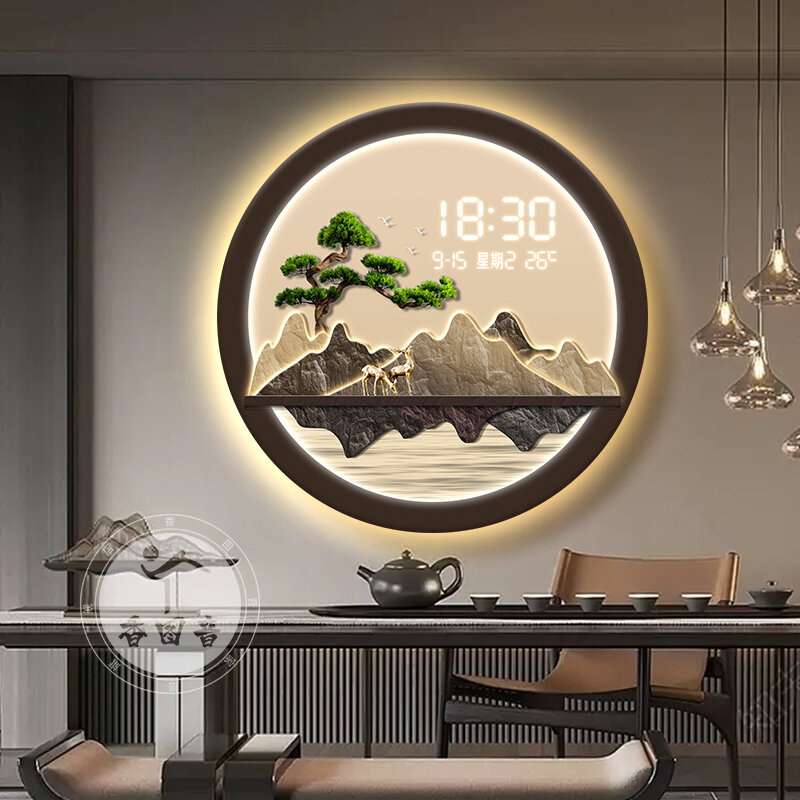 XIANGTUYIN | Round Digital Clock Wall Decor LED Light Luxury Digital Clock ราคา 2,558 บาท*ส่งฟรี