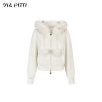 via pitti | เสื้อโค้ทคอหนังสัตว์ฟลีซหนาสไตล์ปอมปอม