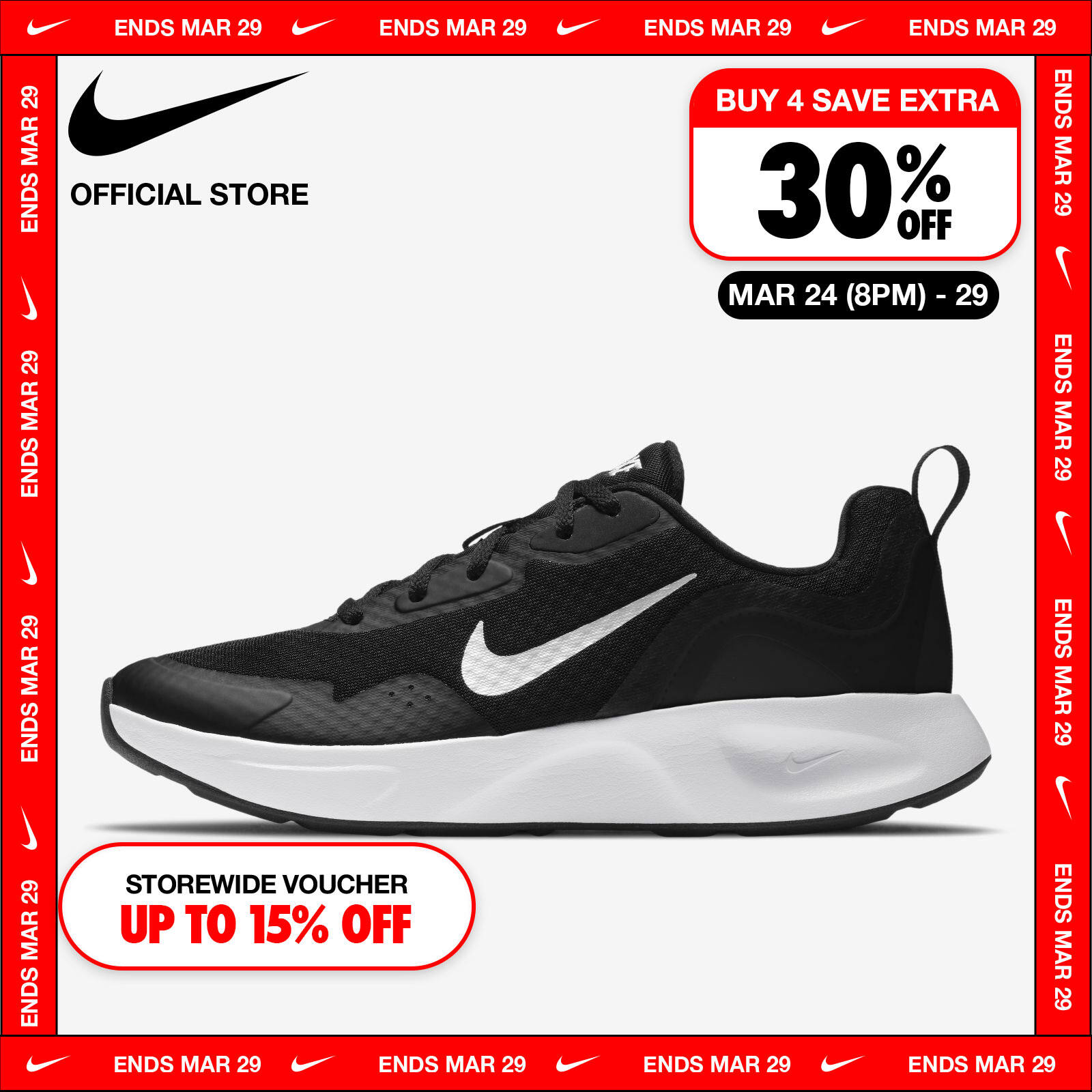 Nike Women's Wearallday Shoes - Black ไนกี้ รองเท้าผู้หญิง Wearallday - สีดำ ราคา 2,400 บาท*ส่งฟรี