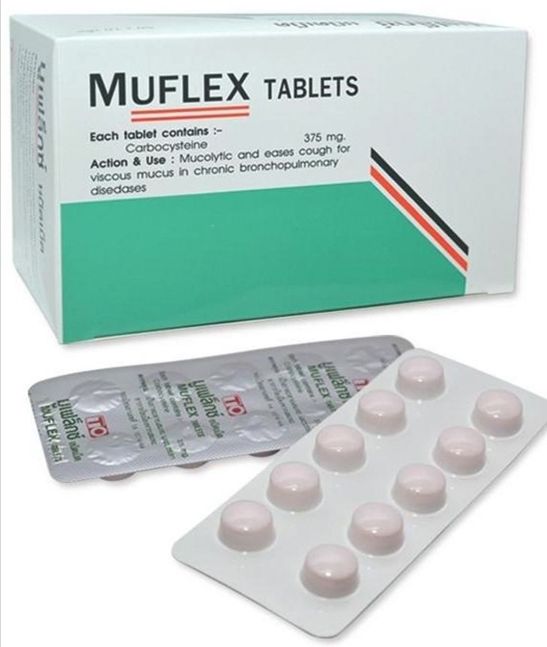 Muflex แบ่งขาย (1แผง/10เม็ด) ไม่มีกล่อง Exp.11/22 ละลายเสมหะ แก้ไอ ในสัตว์เลี้ยง