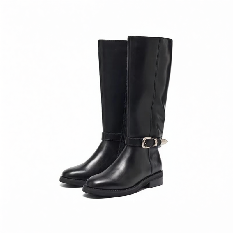 ST&SAT | Winter New Fashion Chunky Heel Buckle Women's Boots ราคา 8,211 บาท*ส่งฟรี