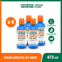 [แพ็คx4] Therabreath สูตร Invigorating Icy Mint 473 ml - Mouthwash น้ำยาบ้วนปาก ลดกลิ่นปาก ไม่มีแอลกอฮอล์