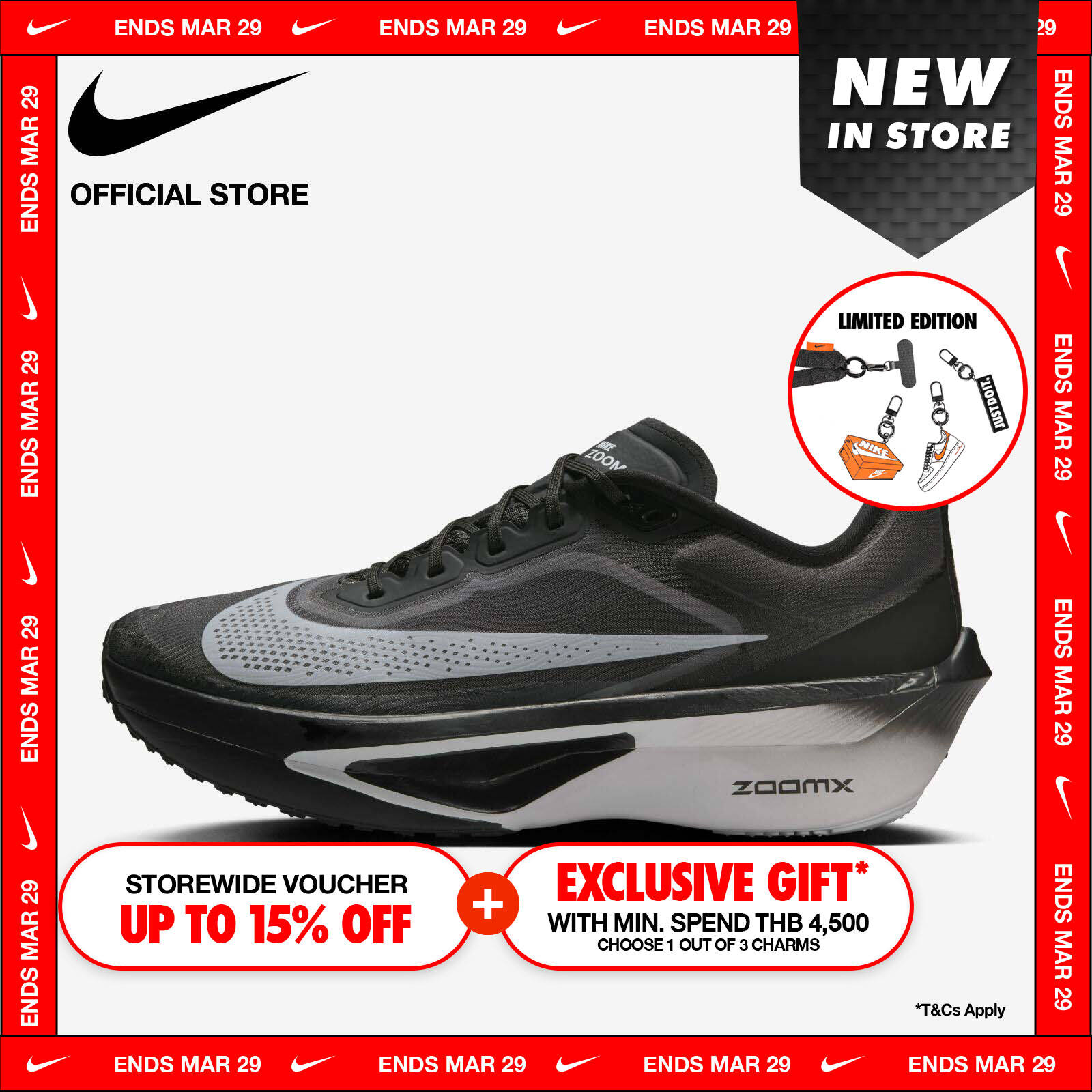 Nike Men's Zoom Fly 6 Shoes - Black ราคา 6,300 บาท*ส่งฟรี
