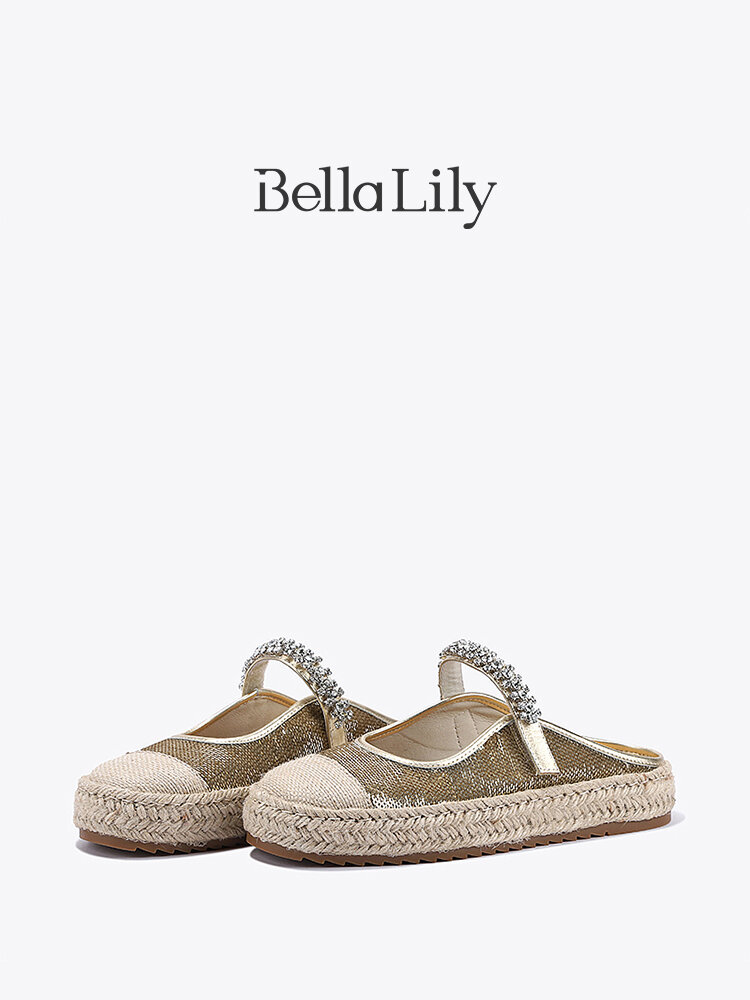 [Bella Lily | Sparkle Rhinestone Half-Package Slippers Rope Fisherman's Shoes Retro Casual Shoes,Bella Lily | Sparkle Rhinestone Half-Package Slippers Rope Fisherman's Shoes Retro Casual Shoes,] ราคา 3,088 บาท*ส่งฟรี