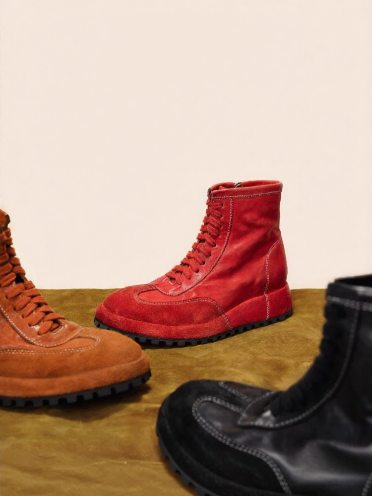 JUNBO | Non-slip Thick Platform High Horse Leather Work Boots ราคา 10,089 บาท*ส่งฟรี