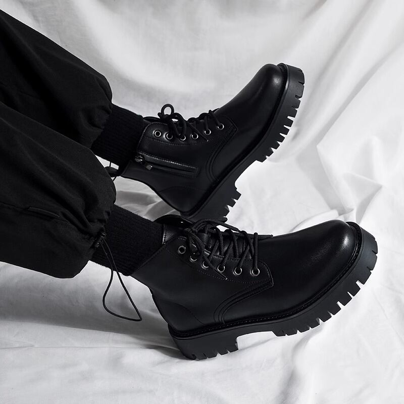 MANPI | Side-Zip High-Top Thick-Soled Work Motorcycle Boots ราคา 3,088 บาท*ส่งฟรี