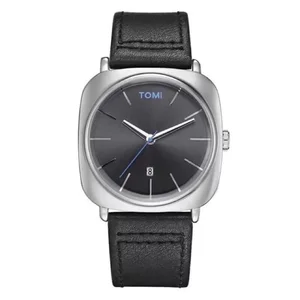 สินค้า TOMI นาฬิกาข้อมือชาย-หญิง Quartz analog สายหนัง เรือนสแตนเลส2ไมครอน มีวันที่ พร้อมกล่อง