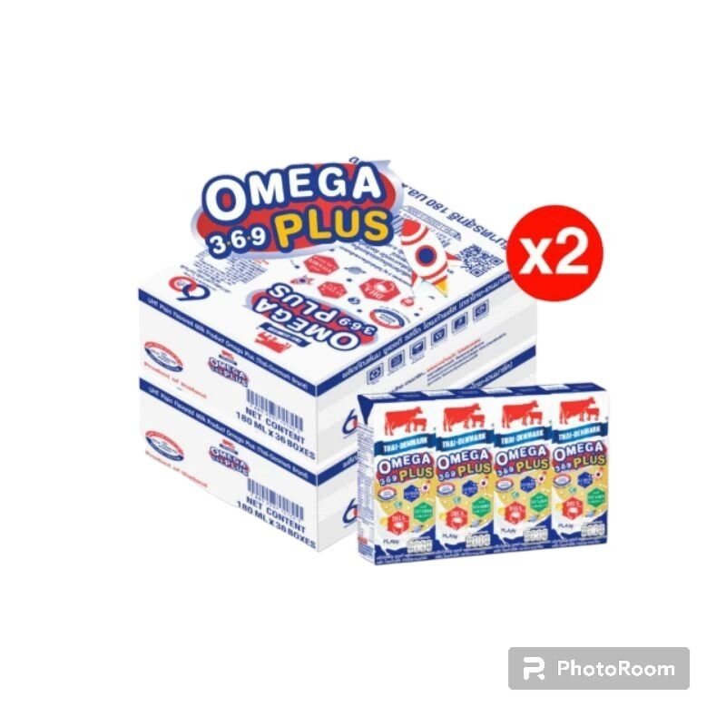 [2ลัง] นมวัวแดงโอเมก้า UHT รสจืด (180มล.×72) ราคา 960 บาท*ส่งฟรี