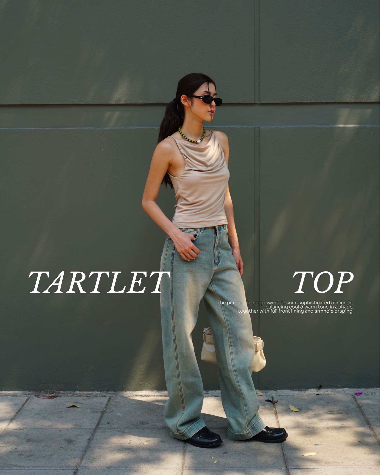 5pm.sun l tartlet top เสื้อสายเดี่ยวคอปาด ดีเทลเย็บแบบ draping พร้อมซับในตาข่าย :-) ราคา 881 บาท*ส่งฟรี