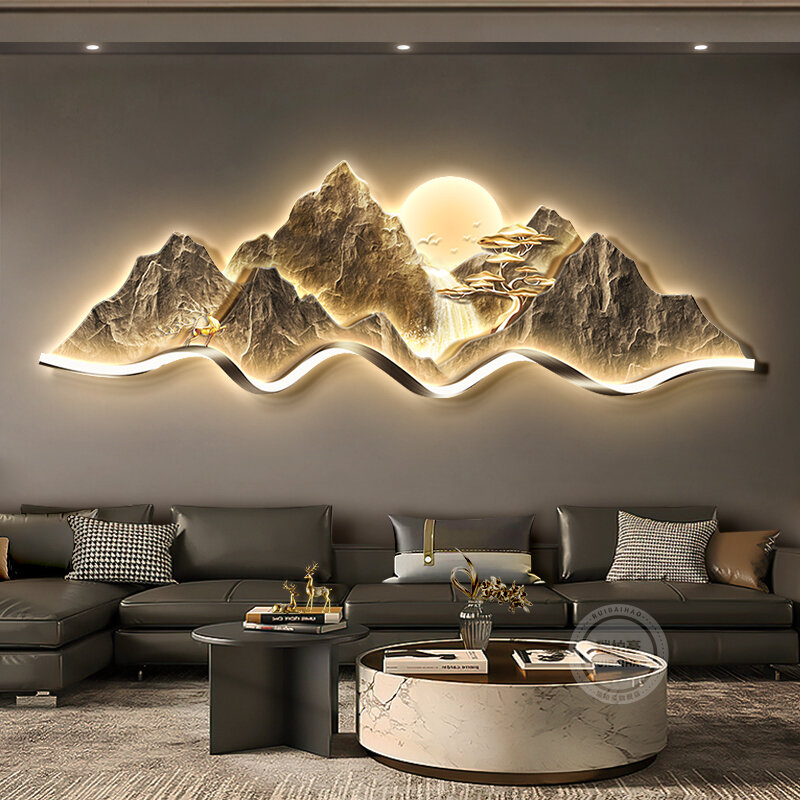 RUIBAHAO | Lucky Support Symbol Large Stereoscopic Premium Living Room Mountain View Decorative Painting ราคา 5,011 บาท*ส่งฟรี