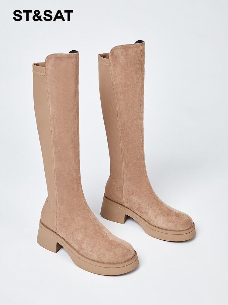 [ST&SAT | Slim Below-Knee Stretchable Heeled Boot,ST&SAT | Slim Below-Knee Stretchable Heeled Boot,] ราคา 3,087 บาท*ส่งฟรี