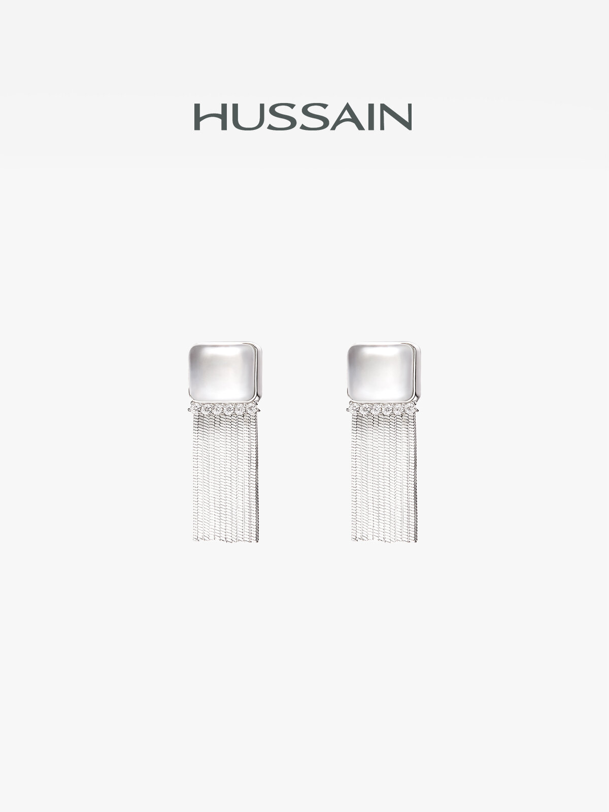HUSSAIN | Original Design Square Geometric Icy Tassel Effect Ear Jewelry ราคา 7,300 บาท*ส่งฟรี