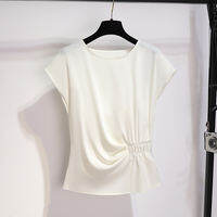 YEZATIIO | เสื้อยืดสีดำหรูหราจากอะเซเตท