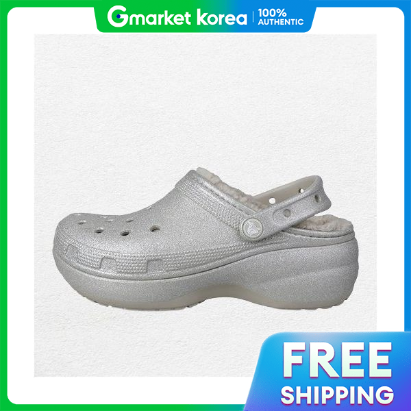 Crocs | Classic Platform Glitter Lined Silver Women's Winter Warm Fur 210413-040 631307 ราคา 2,884 บาท*ส่งฟรี