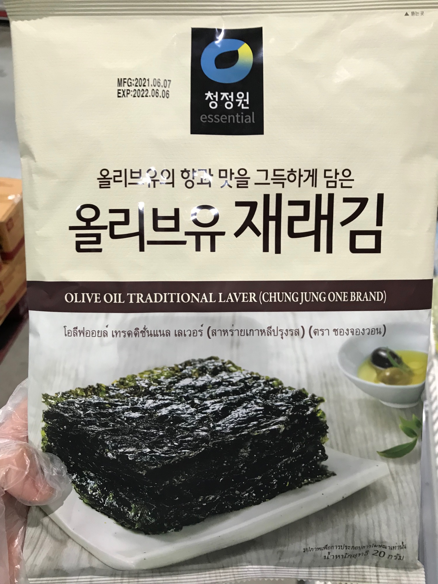 สาหร่ายเกาหลี ปรุงรส ตราชองจองวอน Olive Oli Traditional Laver  20 g