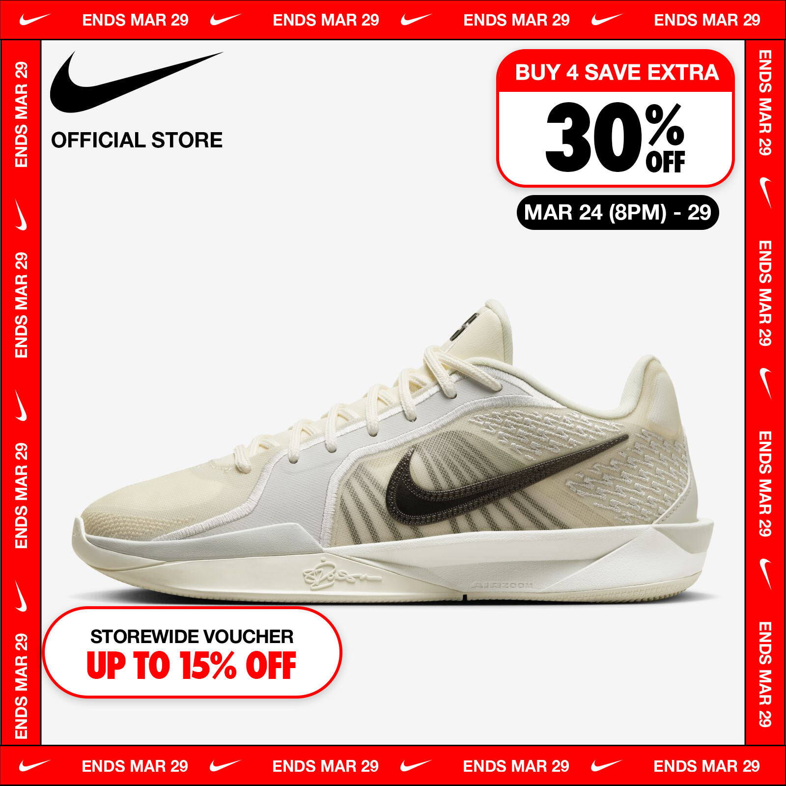 Nike Women's Sabrina 2 EP Shoes - Coconut Milk ราคา 5,200 บาท*ส่งฟรี