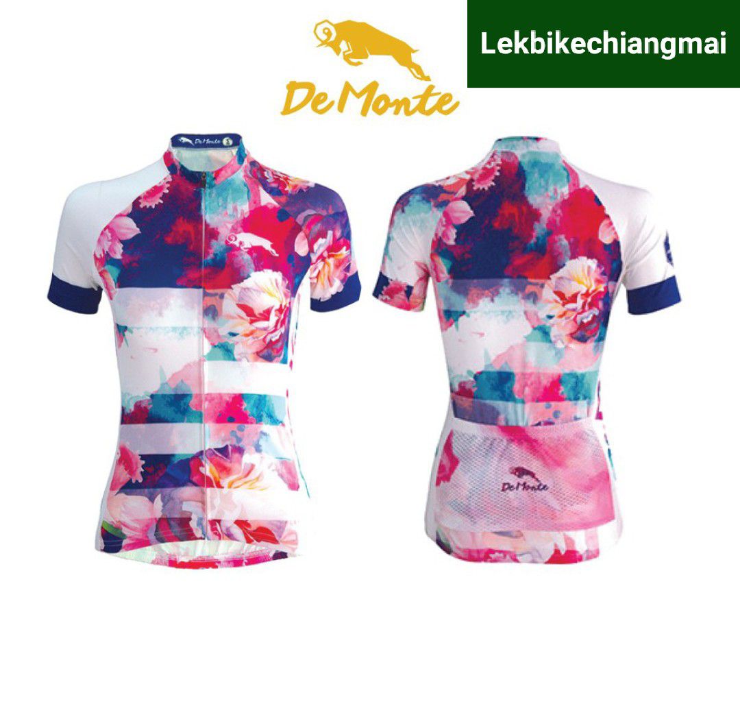 เสื้อปั่นจักรยาน Demonte สำหรับผู้หญิง DE-012 ลายดอกไม้