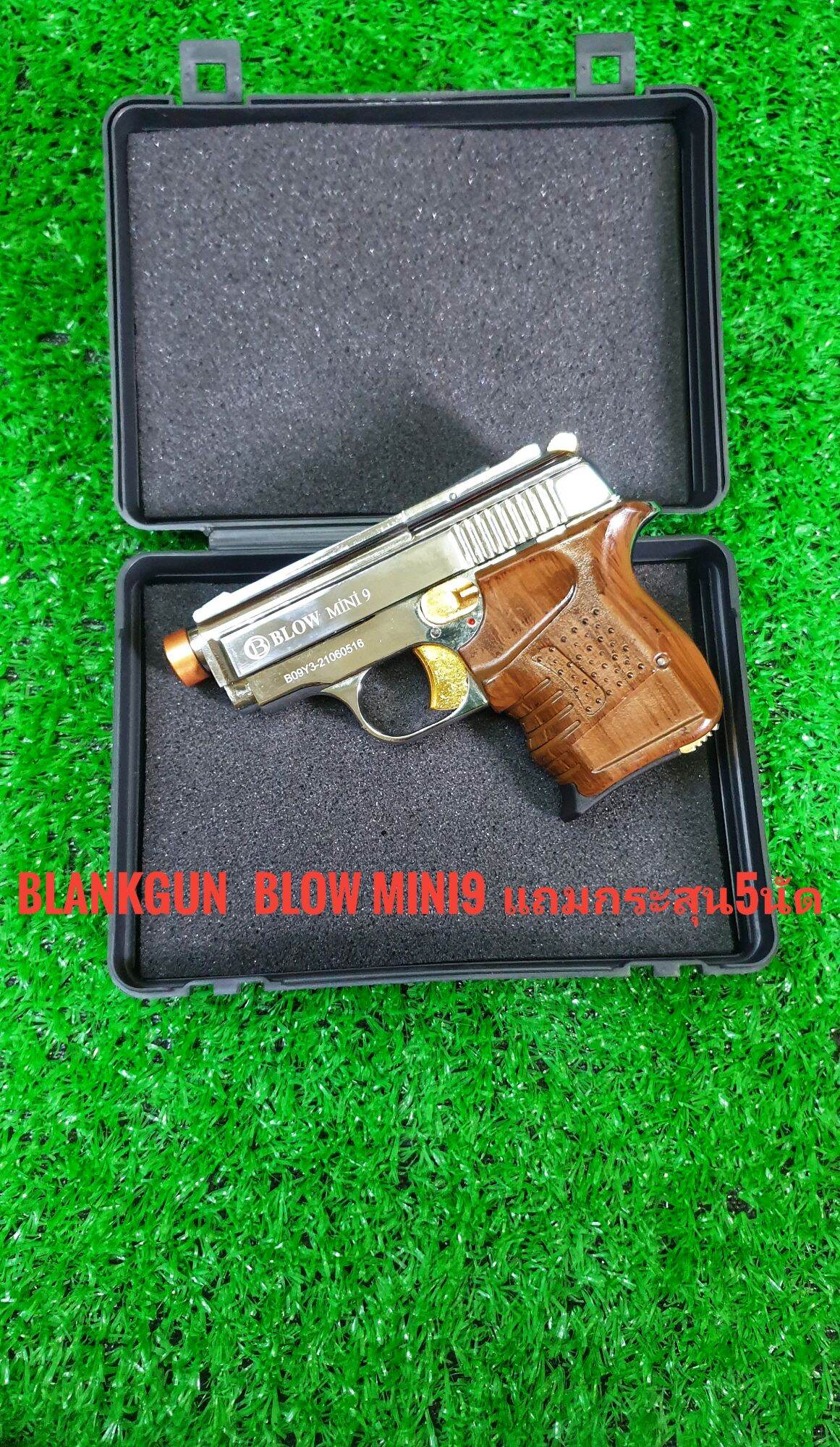 Blank Blow mini9 สีเงินเงา ไกทอง 9mm./p.a.k. ใช้สำหรับปล่อยตัวนักกีฬา และถ่ายทำภาพยนตร์