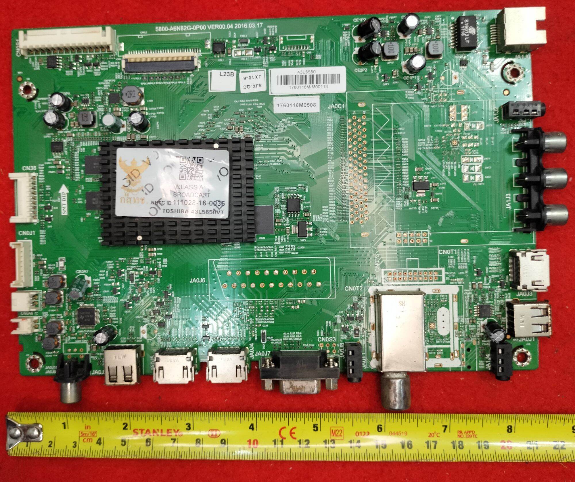 เมนบอร์ด ทีวี Toshiba 43L5650VT พาส 5800-A6N82G-0P00 ของเเท้100% ถอดมือสองสวย เทสก่อนส่ง ราคา 1,480 บาท*ส่งฟรี