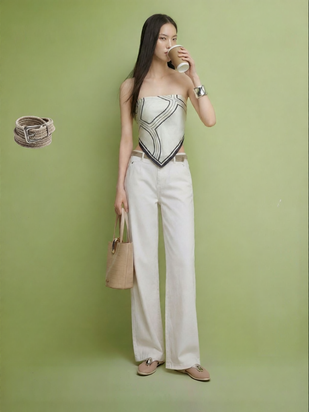 Vero Moda | Linen Belted Wide Leg Denim Pants ราคา 5,860 บาท*ส่งฟรี