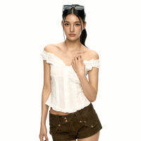 Aaisup | เสื้อสั้นผอมเอวแบบหนึ่งไหล่