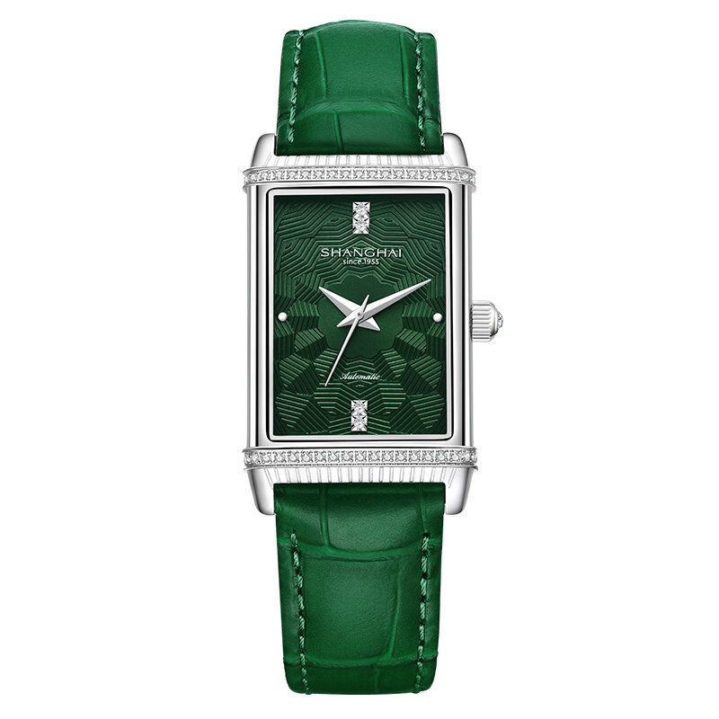 Shanghai | Shanghai Metropolis Mirror Shine Automatic Mechanical Watch Fashionable Small Square Leather Belt Transparent Bottom Wristwatch Gift For Girlfriend ราคา 17,627 บาท*ส่งฟรี